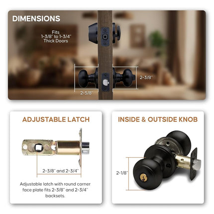Copper Creek CKDB141-BC Colonial Door Knob Keyed Alike with Deadbolt Combination, Black