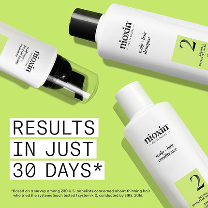 Nioxin System 2 Natural Hair Progressed Thinning Kit for Unisex, 3 Piece 10.1oz Cleanser Shampoo, 10.1 oz Scalp Therapy Conditioner, 3.38oz Scalp and Hair Treatment, 3 count