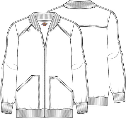 Dickies Women Scrub Jacket Zip Front Warm-Up Rib Knit Collar with 2 Welt Pocket DK365, Black, Medium