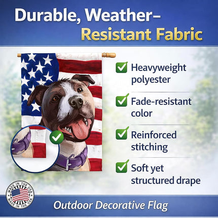 Caroline's Treasures CK6467CHF Bandera de Casa de Lona con Bandera de Estados Unidos y Perro Bull Terrier, Grande, multicolor