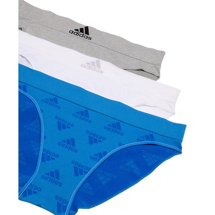 Adidas Women's Seamless Highwaist Brief Underwear 6-Pack, Pulse Blue Jacq/Heather Grey/White, M