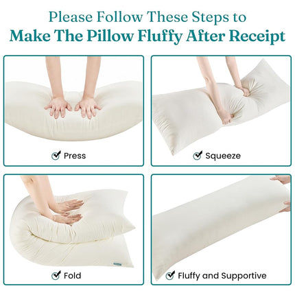 Oubonun Adjustable Long Body Pillow for Adults, Firm Full Body Support 4ft6