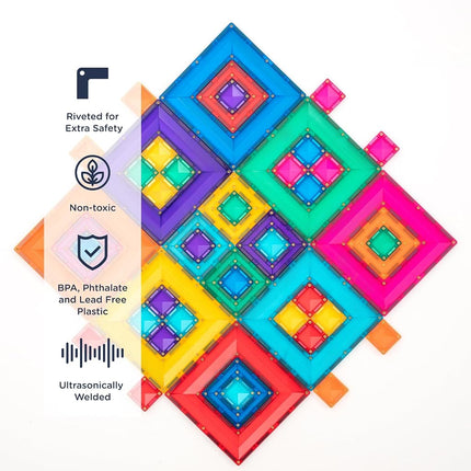CONNETIX Magnetic Tiles Bright Portal Pack, 48 Pieces
