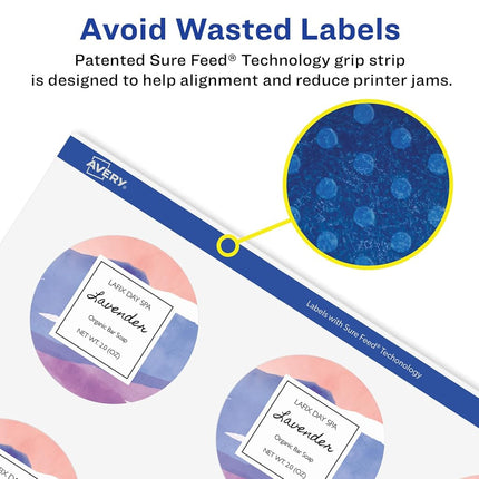 Avery Glossy Clear Round Labels with Sure Feed, 3" Diameter, 60 Glossy Clear Labels (36540)