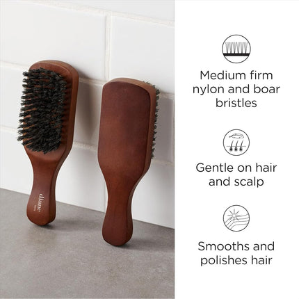 Diane Reinforced Boar Bristle Club Wave Brush for Men and Barbers � Medium Bristles for Thick and Curly Hair � Use for Detangling, Smoothing, Wave Styles, Restore Shine and Texture