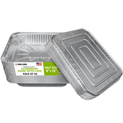 Paclord Aluminum Pans with Lids - 9" x 13" Half Si