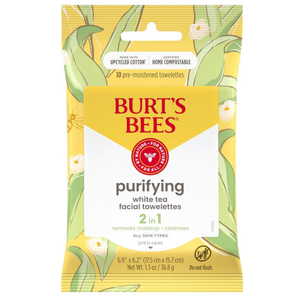 BURT'S BEES Facial Cleansing Towelettes with White Tea Extract - 10 Towelettes