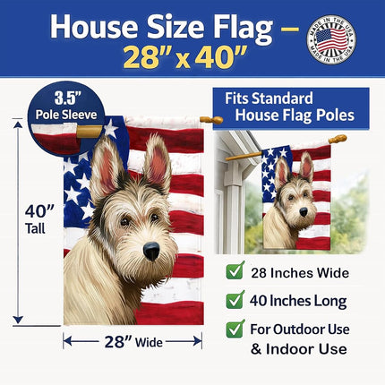 Caroline's Treasures CK6432CHF Berger Picard Dog American Flag Flag Canvas House Size, Large, multicolor