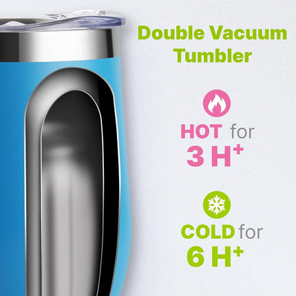 Mollcity Tumbler with Lid and Straw-12 oz Stainless Steel Double Wall Vacuum Insulated Tumbler Cup with Handle (Sky Blue-Apple Green)