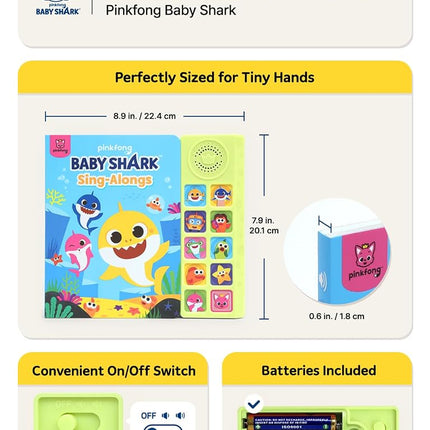 Pinkfong Baby Shark Sing-Alongs 10 Button Sound Book - Official Interactive Musical Toy for Toddlers, Classic Nursery Rhymes & Sensory Education Learning English Book - PFNSB006