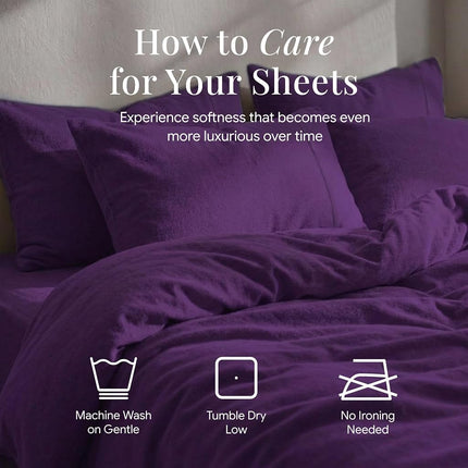 Tribeca Living Twin Luxury Solid Flannel Deep Pocket Sheet Set, Dark Purple