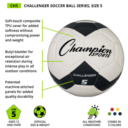 Balón de fútbol Champion Sports CH5YL Challenger Series, amarillo, talla 5