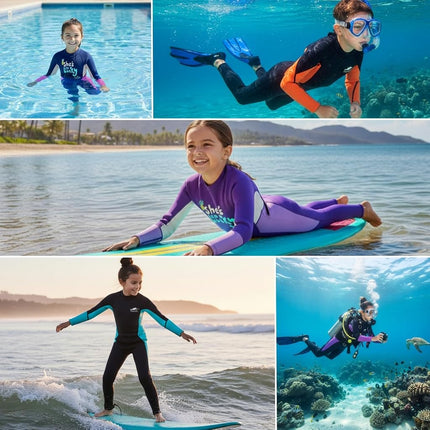 Gogokids Wetsuit Kids, Children 2.5mm Neoprene Thermal Swimsuit with UV 50+ Protection, Full Length One Piece for Ages 2-10 Boys & Girls Swimming, Surfing, Diving, Snorkeling