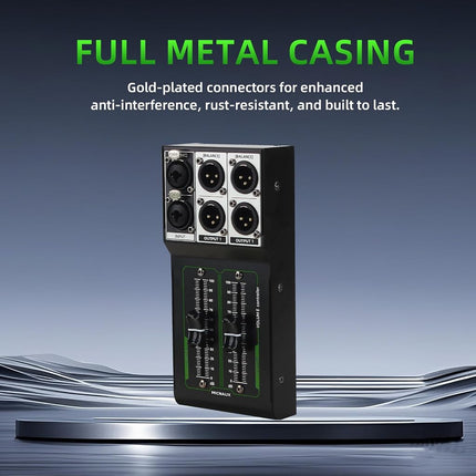 MICNAUX Passive Monitor Volume Controller, XLR 2 Input 2 Output Stereo Studio Controller, Plug and Play No Loss Volume Adjustment Controller for Studio Home Audio System