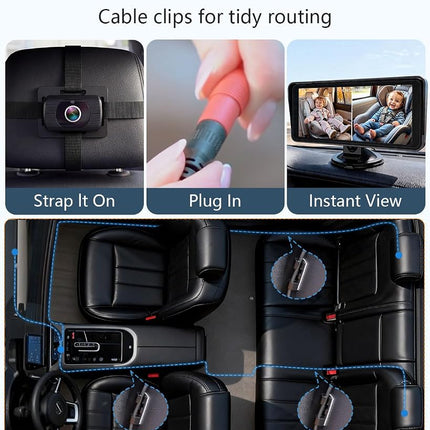 Baby Car Camera for 2 Kids: 6.9" Ultrawide Display, Dual Rear-Facing HD 1080P Cameras, Night Vision USB Powered, Easy-Install Backseat Monitor, Baby Car Mirror – Newborn Essentials & Baby Shower Gifts