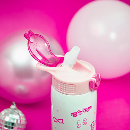 Zak Designs Barbie Botella de agua para viajes y el hogar, 560 ml, acero inoxidable con aislamiento al vacío, con tapa de boquilla de cierre, asa de transporte incorporada, diseño a prueba de fugas (Barbie)