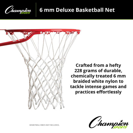 Champion Sports 6mm - 228gm - Basketball Net - Non-Whip Action - Whiite