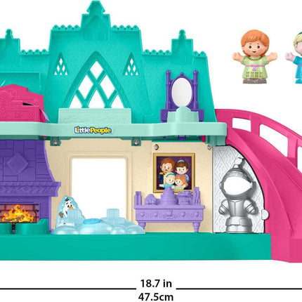 Fisher-Price Disney Frozen Castillo de Arendelle con luces y sonidos Little People, 2 figuras de personajes, juguetes para niños pequeños