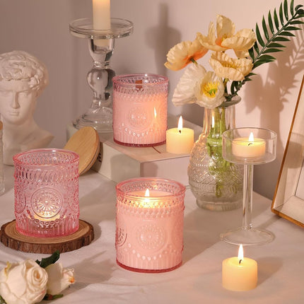 8 oz Glass Candle Jars with Wood Lids | 10-Pack | 6 Colors Available