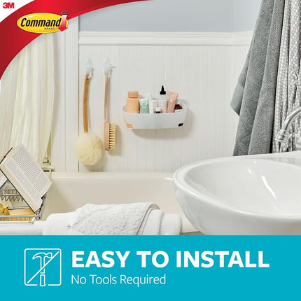 Command Bathroom Accessories, 5 Piece Bathroom Organizer Set - 1 Shower Caddy, 1 Soap Dish, 1 Toothbrush Holder, 2 Hooks with Water Resistant Command Strips