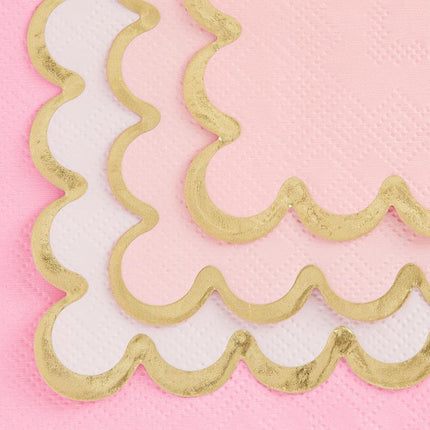 Sparkle and Bash Scallop Napkins for Parties (5 x 5 in, Light Pink, 100 Pack)