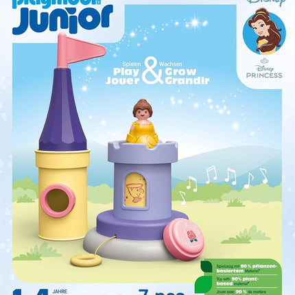 PLAYMOBIL 71458 JUNIOR & Disney: Belle's Play Tower with Sound, toys for toddlers, made from over 90% plant-based plastics, gifting toy and imaginative role-play, playsets for children ages 12 months+
