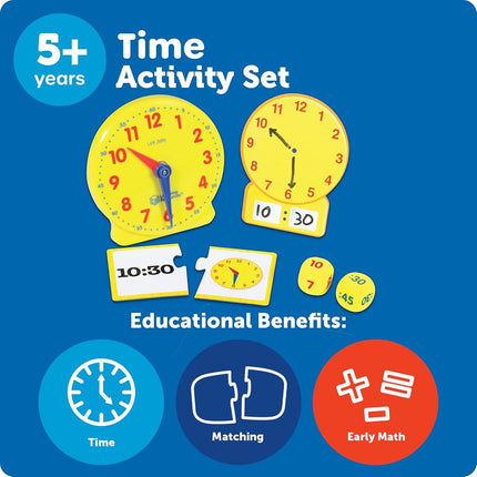 Learning Resources Time Activity Set, Ages 5–7, Teaching Time Toy, Learn to Tell Time, Homeschool Clock Kit, Analogue & Digital Activities