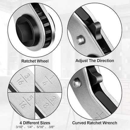 cSeao SAE Box End Reversible Ratcheting Wrenches Set,Metric Ratchet Box Wrench Set,Repair Wrench Set,Socket Spanner Tool