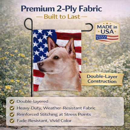 Caroline's Treasures CK6472GF Bandera de tamaño de jardín con bandera americana de perro de Canaán, pequeña, multicolor