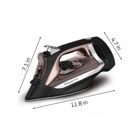 Rowenta Access Stainless Steel Soleplate Steam Iron with Retractable Cord 1725 watts Powerful steam diffusion, Cord easy storage, Auto-off, Anti-Drip, Portable, Ironing, Garment Steamer Black