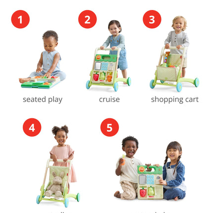 Skip Hop Baby Walker 5-in-1 Sitting and Standing, Convertible, with over 50 Development Games Activities, Songs and Sounds, 3 Adjustable Grip Heights and Control Switch