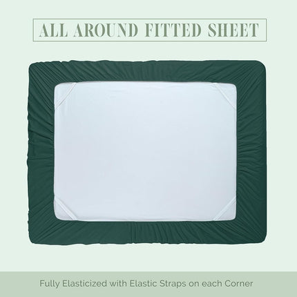 Elegant Comfort Luxurious 1500 Premium Hotel Quality Microfiber 4-Piece Sheet Set, 18-24 Inches Deep - Extra Deep Pocket Sheets - Ultra Soft 4PC Deep Pocket Sheets, California King, Hunter Green
