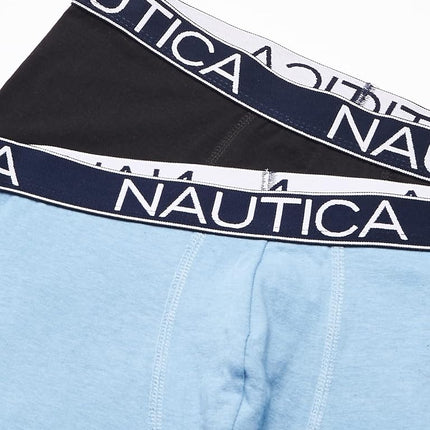 Nautica Men's 3-Pack Classic Cotton Stretch Boxer Briefs, Black/Aero Blue/Anchor Printaero Blue, M