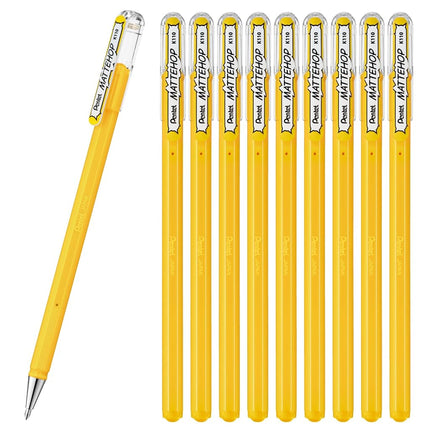 Pentel Matte Hop Yellow Color Ballpoint Pen, 10 Count K110-VG