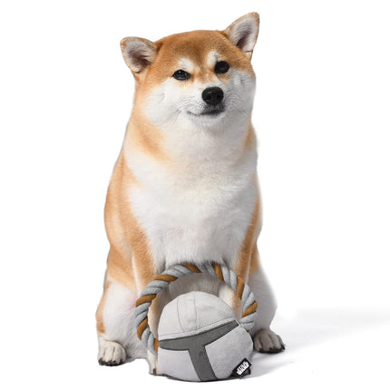 STAR WARS for Pets The Mandalorian Rope Ring With Plush Head Dog Toy | Chew and Tug of War Toy | Gifts for Fans of Star Wars