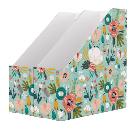 ANSSDO Cardboard Magazine Holder Premium Magazine File Holder Organizer, Magazine File Organizer, Large Volume Magazine Storage Box as Book Bins or Folder Holder for Desk - Teal Floral 12 Pack