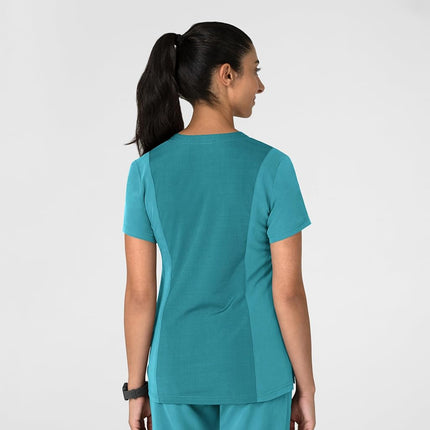 WonderWink Women's Flex-n-Reach V-Neck Scrub Top, Teal Blue, Medium