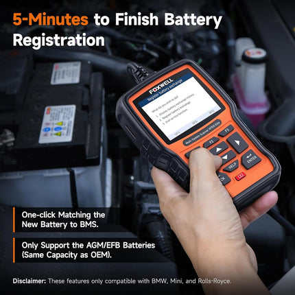 FOXWELL NT510 Automotive OBD2 Scanners Code Reader for BMW Full System Car Diagnostic Scan Tool with Car Engine, Transmission, SRS, ABS, EPB, Oil Reset, DPF, SAS and Battery Registration