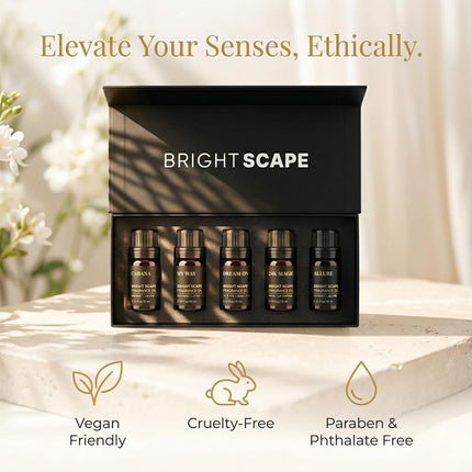 Brightscape Hotel Discovery Set — 5 Premium Fragrance Oils for Diffusers | Hotel-Inspired Gift Set | Cabana · My Way · Dream On · 24K Magic · Allure | 5 × 10ml