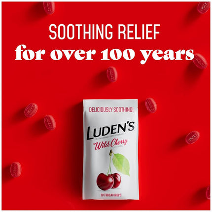 Wild Cherry Throat Drops | Deliciously Soothing | 30 Drops | 1 Bag