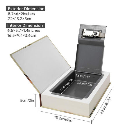 Real Paper Diversion Book Safe Storage Box, Dictionary Secret Safe Can with Security Combination Lock/Key, Diversion Book Hidden Safe(M Combination, Alice)