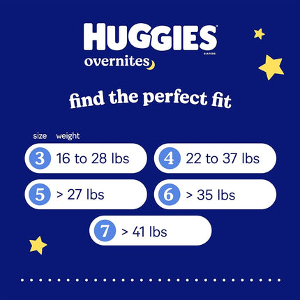 Huggies Overnight Diapers Size 4 (22-37 lbs), 100 Ct, Overnites Nighttime Baby Diapers