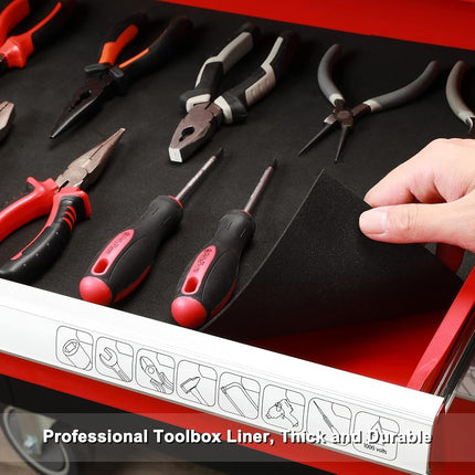 CASOMAN Professional Tool Box Liner and Drawer Liner - 24 inch (Wide) x 24 feet (Long), Non-Slip,Easy Cut, Black, 24 inch x 24 feet