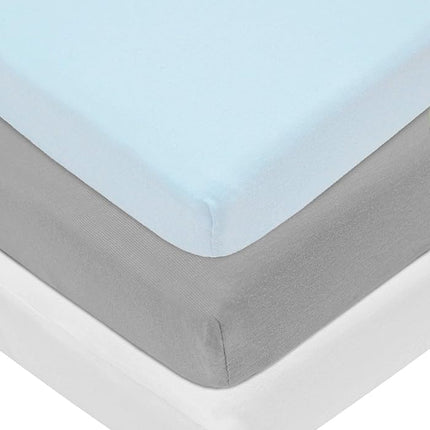 Sábana de cuna/moisés de 100 % algodón natural de American Baby Company, de 18" x 36" - Ajustable, azul/gris/blanco, suave y transpirable, para niños y niñas