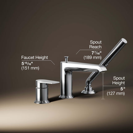 Grifos de bañera Kohler K-97070-4-CP Hint, cromo pulido