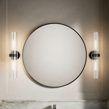 Miroir mural rond de salle de bain Kohler Essential de 32 po L x 32 po H avec cadre en noir mat