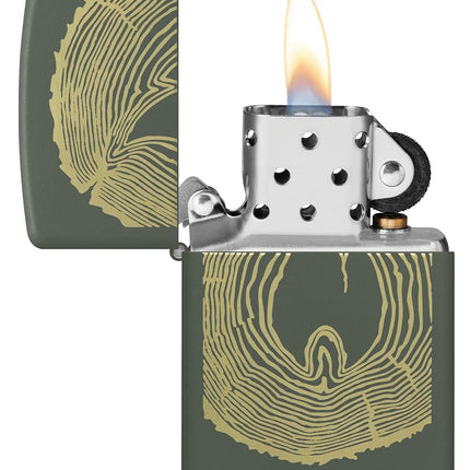 Zippo Wood Ring Design Lighter, Green Matte