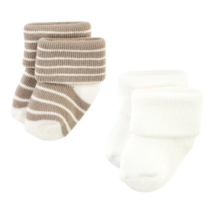 Hudson Baby Chaussettes en coton riches pour nouveau-nés et chaussettes éponge unisexe, rayures beiges, 6-12 mois, lot de 12 rayures beiges, 6-12 mois