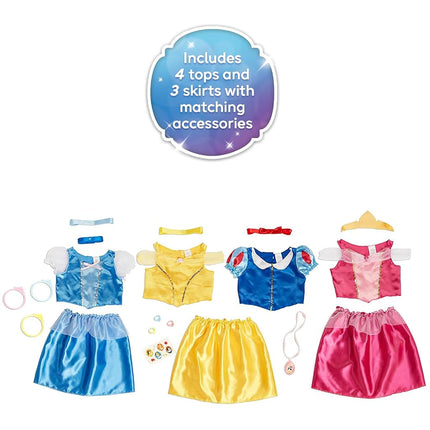 Disney Princess Dress Up Trunk, 21 Piece Amazon Exclusive Trunk Includes Aurora, Belle, Cinderella and Snow White Outfits, Accessories and Stickers, Ideal For Ages 3+
