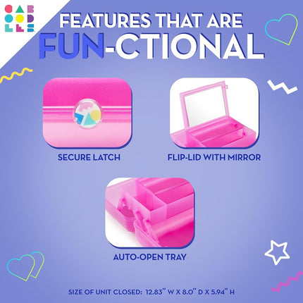 Caboodles On-The-Go Girl Makeup Box, Two-Tone Lilac on Cobalt, Hard Plastic Makeup Organizer Box, Built-in Mirror, Secure Latch for Safe Travel, Spacious Storage for Large Items